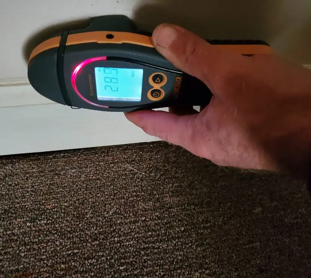 Moisture detection at baseboard during Burst Pipe Cleanup in Apex